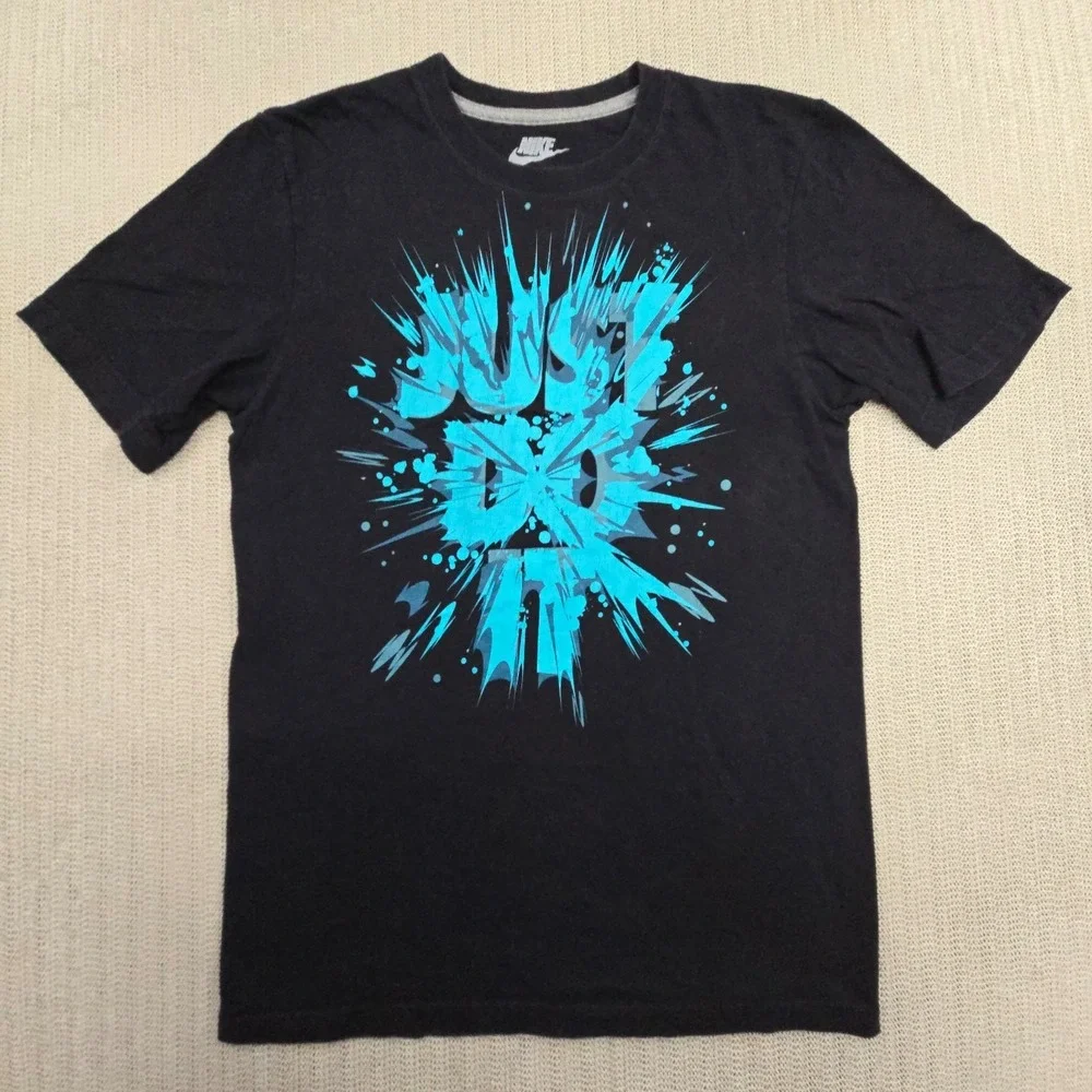 Nike Sportswear Shirt Mens Small Black Just Do It Graphic Tee Short Sleeve
